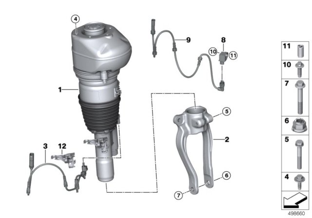 2020 BMW 750i xDrive Air Spring Strut Front Right Diagram for 37106899044