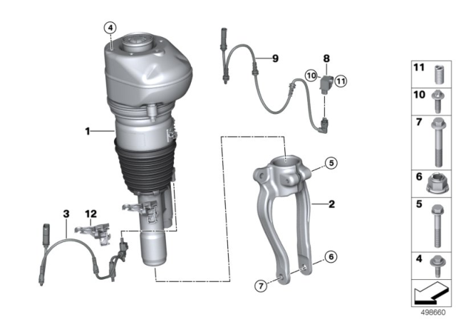 2020 BMW 750i xDrive Front Left Air Suspension Strut Diagram for 37106877559