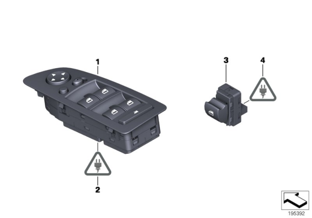 2015 BMW X1 Window Lifter Switch Diagram for 61319216049