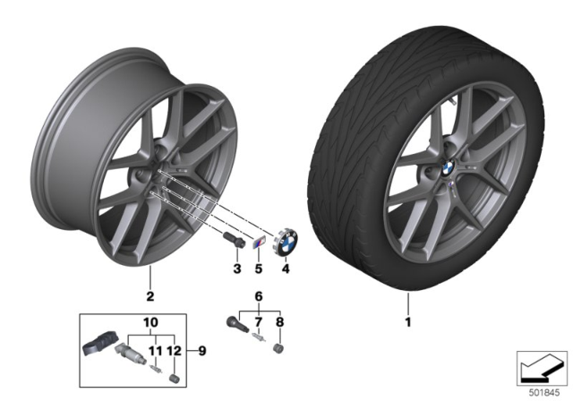 2020 BMW 228i xDrive Gran Coupe DISK WHEEL, LIGHT-ALLOY, BLA Diagram for 36118092354