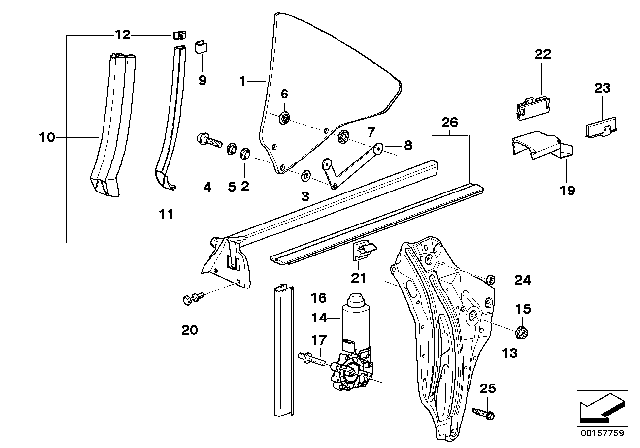 1993 BMW 325i Door Window Lifting Mechanism Diagram 3