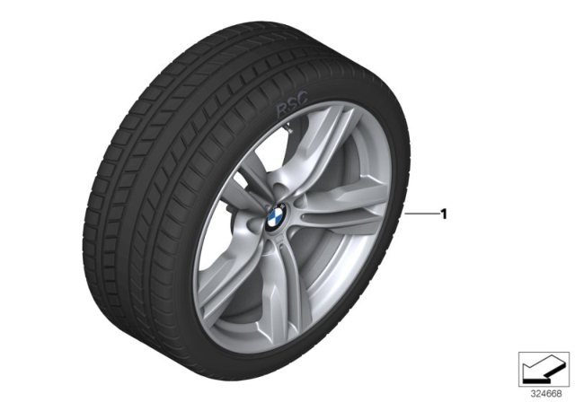 2016 BMW X5 Winter Wheel With Tire M Double Spoke Diagram 1