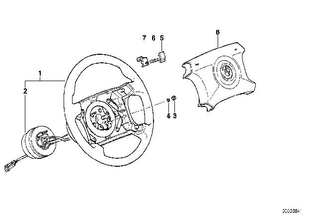 1993 BMW 325i M Technic Steering Wheel Airbag Diagram for 32342227751