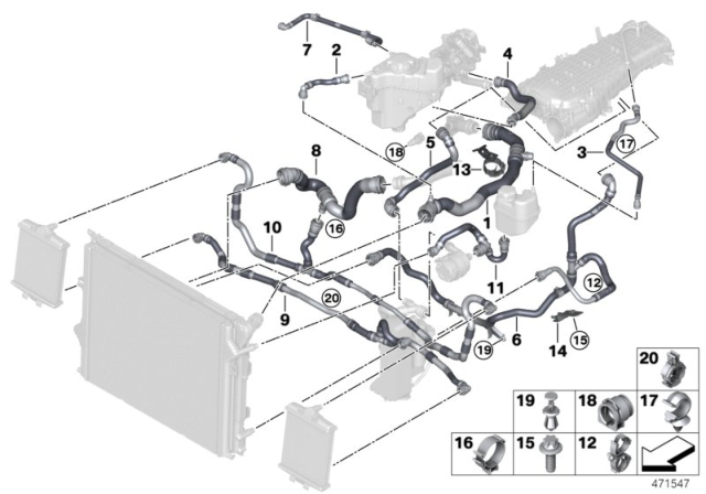 2019 BMW 440i xDrive Cooling System Coolant Hoses Diagram 2