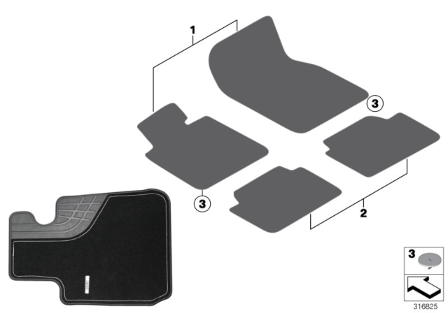 2015 BMW 428i Floor Mats Diagram 3