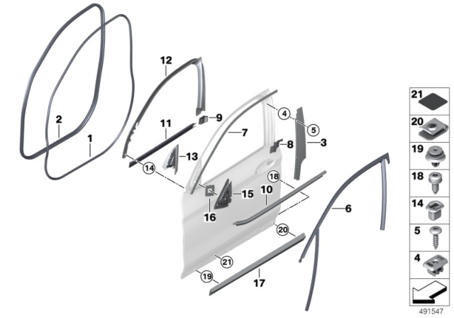 2020 BMW X4 Window Guide For Trim Front Door Left Diagram for 51337416495