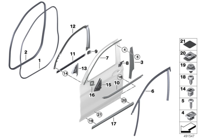 2020 BMW X4 Protective Strip Primed Front Door Right Diagram for 51138064794