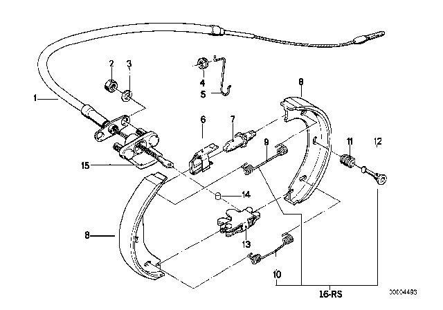 1984 BMW 733i Parking Brake / Brake Shoes Diagram 1