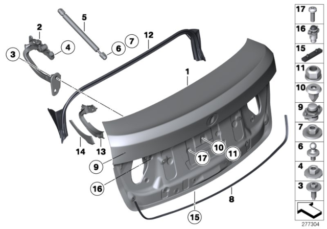 2010 BMW 550i GT xDrive Trunk Lid Diagram 1