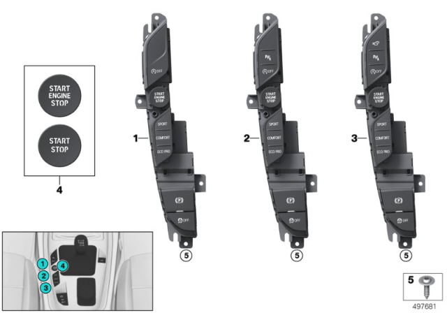 2020 BMW 330i xDrive Centre Console Control Panel Diagram 2