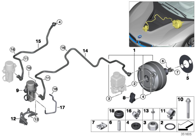 2019 BMW i8 Brake Servo Unit / Mounting Diagram