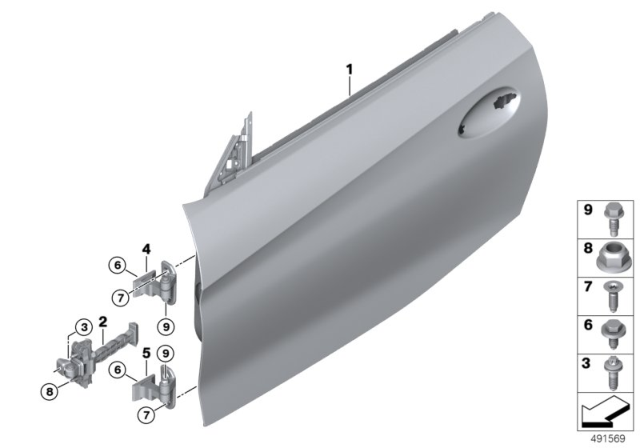 2019 BMW Z4 Front Door - Hinge / Door Brake Diagram