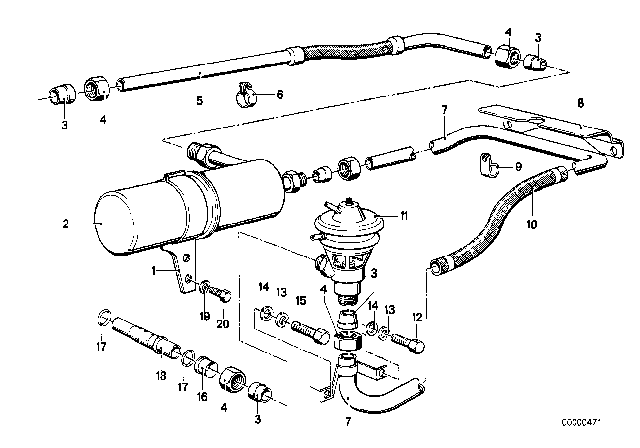 1975 BMW 530i Exhaust Gas Recirculation Valve Diagram for 11711264067