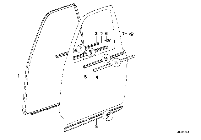 1994 BMW 530i Door Weather Strip Inner Right Diagram for 51218102824