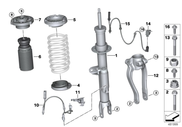 2020 BMW 840i xDrive Spring Strut, Front VDC / Mounting Parts Diagram