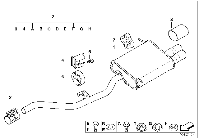 2000 BMW Z3 Tailpipe Trim, Chrome Diagram for 18107500200