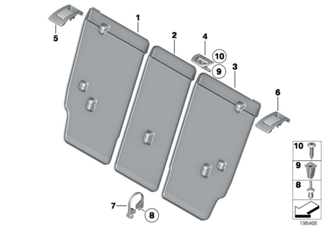 2015 BMW X1 Seat, Rear, Seat Trims Diagram