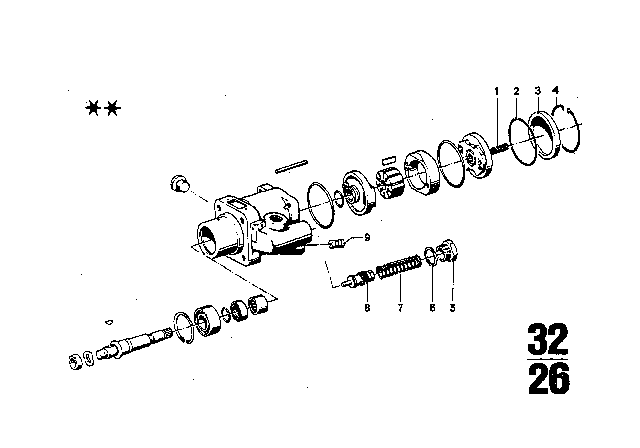 1969 BMW 2800CS Hydro Steering - Tandem Vane Pump Diagram 2