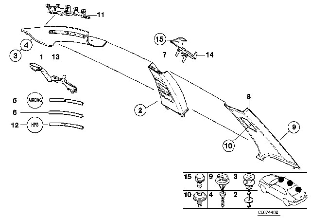 2001 BMW 325Ci Trim Panel Diagram