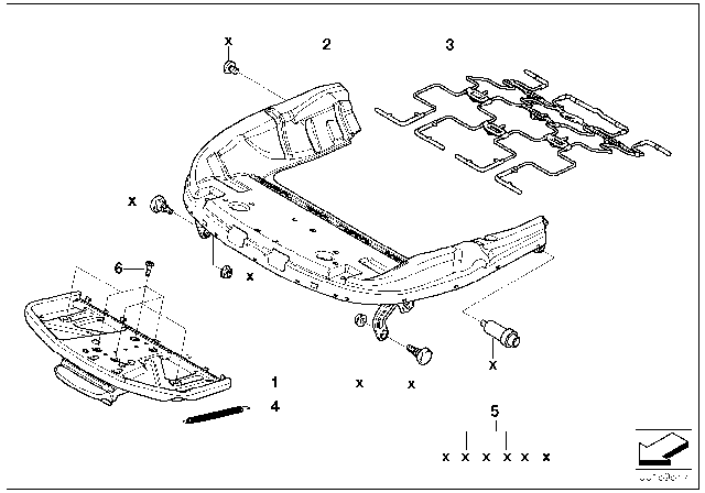 2012 BMW 328i Front Seat Frame Mechanical / Electrical / Single Parts Diagram