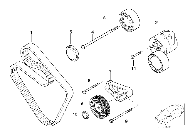 2004 BMW Z4 Belt Drive Water Pump / Alternator Diagram