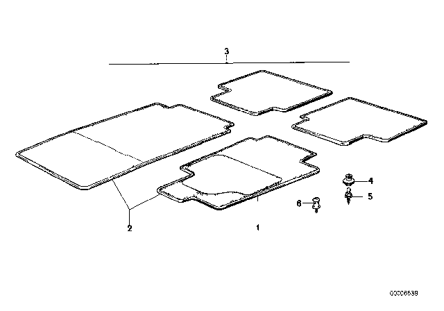 1983 BMW 320i Floor Mats Velours Diagram