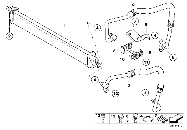 2006 BMW 760i Engine Oil Cooler / Oil Cooler Line Diagram