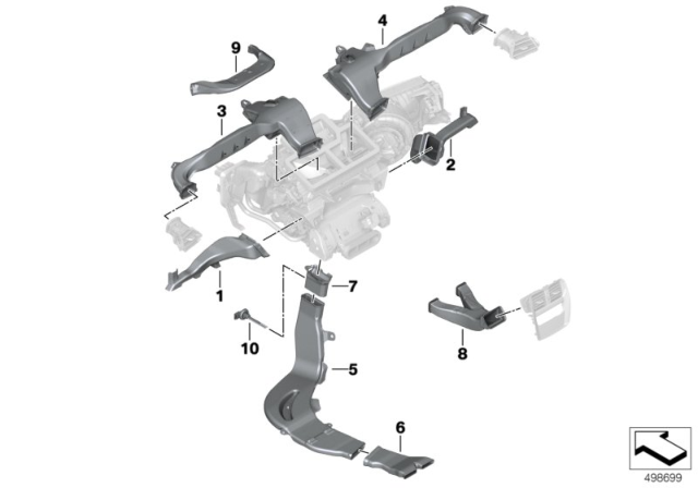 2020 BMW M340i REAR PASS.COMPAR.HEATING DUC Diagram for 64227443137
