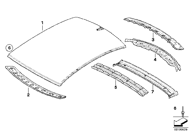 2008 BMW 550i Roof Diagram