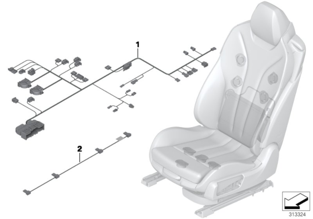 2012 BMW 650i xDrive Wiring Set Seat Diagram