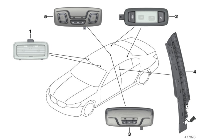 2017 BMW 750i Various Interior Lights Diagram 1