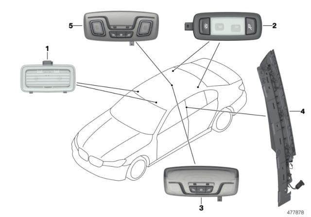 2019 BMW 740i Various Interior Lights Diagram 1