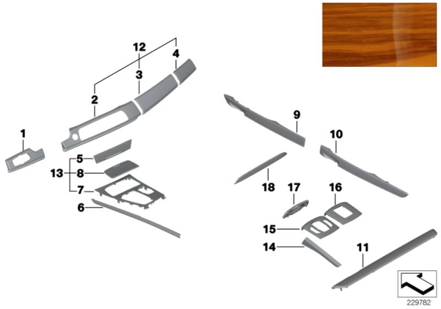 2015 BMW Alpina B7L xDrive Wood Strip, Rear Window Shelf Diagram for 51467967654