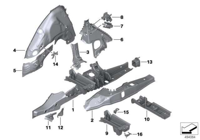 2020 BMW X4 Rear Wheelhouse / Floor Parts Diagram