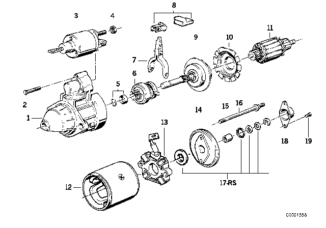 1996 BMW 328is Exchange Starter Motor Diagram for 12411740378