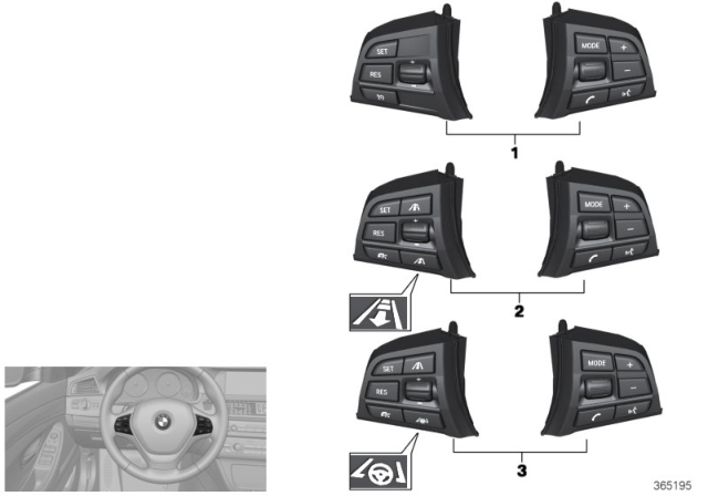 2017 BMW 640i xDrive Switch, Steering Wheel Diagram 1
