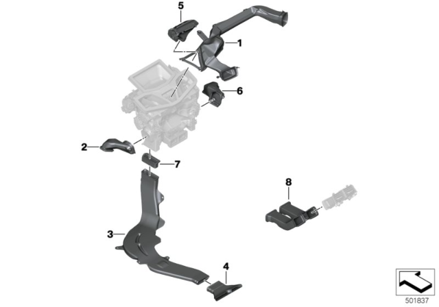 2020 BMW M850i xDrive Gran Coupe AIR DUCT, REAR COMPARTMENT Diagram for 64227435731