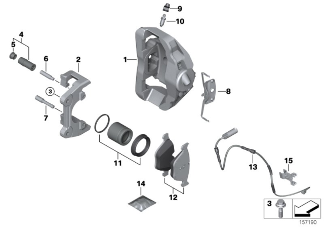 2012 BMW Z4 Front Wheel Brake, Brake Pad Sensor Diagram 1