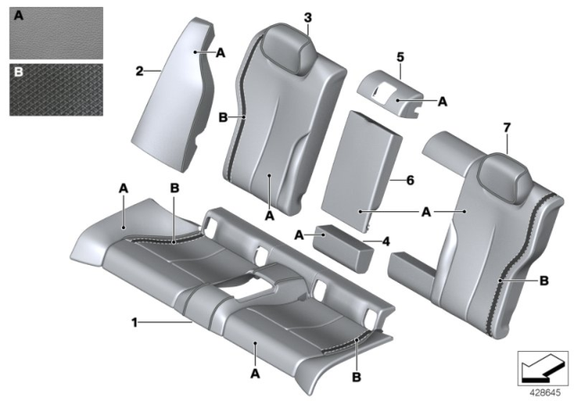 2019 BMW 440i Individual Cover, Leather, Seat, Rear Diagram