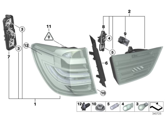 2016 BMW X3 Retaining Bracket, Rear Light, Tailgate Diagram for 63217288200