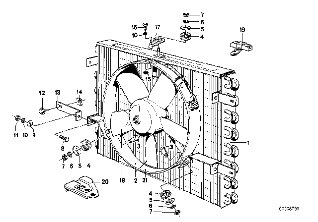 1986 BMW 735i Climate Capacitor / Additional Blower Diagram