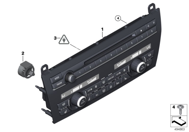 2015 BMW 650i xDrive A/C Control Panel Diagram 2