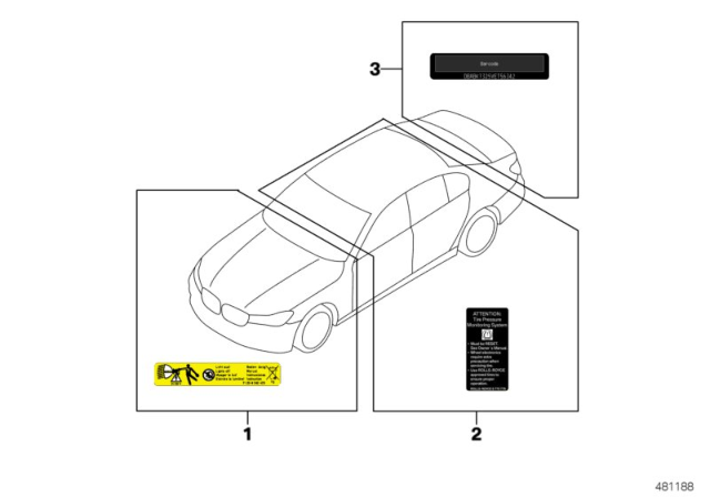 2019 BMW 740e xDrive Assorted Information Plates Diagram