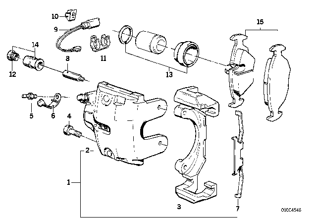 1984 BMW 533i Front Wheel Brake, Brake Pad Sensor Diagram