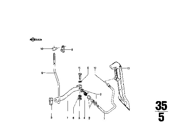 1971 BMW 1602 Accelerator Pedal / Rod Assy Diagram 1