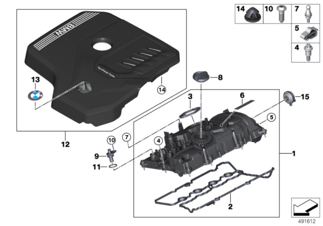 2020 BMW X3 Cylinder Head Cover / Mounting Parts Diagram