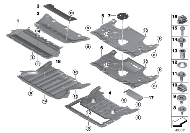 2020 BMW 530i Underbonnet Screen Diagram