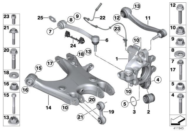 2015 BMW M5 Rear Axle Support / Wheel Suspension Diagram