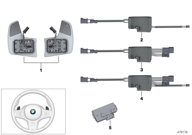 2019 BMW 750i Steering Wheel Module And Shift Paddles Diagram 2