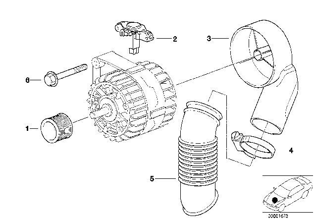 1997 BMW 840Ci Alternator, Individual Parts Diagram